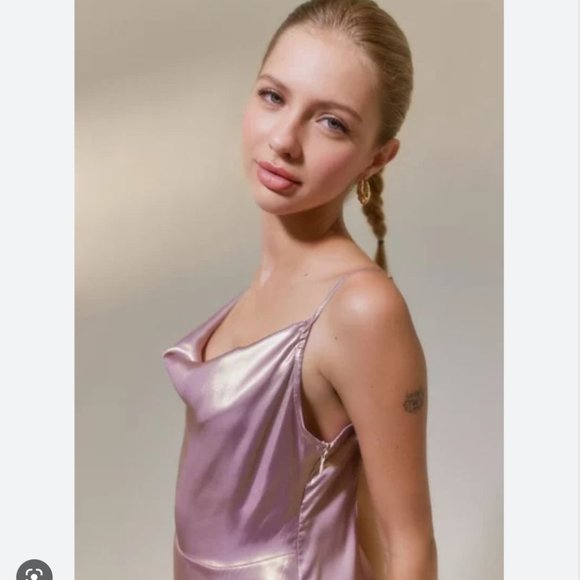 UO purple Mallory Metallic Asymmetrical Slip Dress - Picture 4 of 12